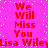 A static image with a bright pink background and scattered white dots, featuring repeated red text "We Will Miss You" and "Lisa Wiley" in a pixelated font.