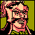 Pixelated 50x50 static icon of a character with pink hair and glasses against a green background, rendered in retro video game style.