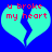 Two cyan broken heart shapes on a blue background with red text reading 'u broke my heart' inside each heart.