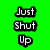 Green background with 'Just Shut Up' text, orange textured background with 'and SKATE', and a skateboarder in mid-air performing a trick.