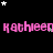 Black background with repeated pink text 'kathleen' and scattered white and gray stars, partially obscured by a gray rectangle.