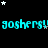 Animated text repeats 'goshers!' in cyan pixelated font across black background with scattered white and gray stars.