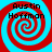 Four identical spiral patterns with red and cyan colors, each containing the text 'Austin Hoffman' in black pixelated font.