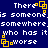 Blue background with white pixelated text repeating 'There is someone somewhere who has it worse' and yellow square-shaped icons scattered across the image.