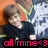 A person with brown hair in a black shirt appears in a of four with text 'all mine<3' at the bottom of each