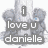 Gray teddy bears surround a central with text overlay reading 'i love u danielle' in pixelated font