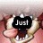 Animated cartoon dog head with pink tongue, white teeth, and blue eyes; text changes from 'Just' to 'Crazy' across frames.