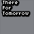 Pixelated image of four people in a with text 'There For Tomorrow' on the left, static composition