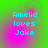 Four identical pixelated text display 'Amelia loves Jake' in cyan letters against a green-to-pink gradient background
