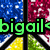 colorful pixelated with a green text overlay reading 'bigails' on the left side