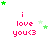 Pixelated text 'i love you<3' in pink with green stars scattered across a white background, animated in a pattern