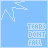 blue square with white lightning bolts and text reading "TEARS DON'T FALL" in varying color schemes