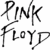 Pixelated black-and-white text logo of "PINK FLOYD" on a white background with visible dithering and anti-aliasing artifacts.