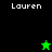 A split-screen image with four quadrants displaying the name 'Lauren' in white pixelated text on black and green backgrounds, featuring a small green star icon above a larger black star icon.