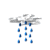 Gray cloud with blue raindrops falling; show varying numbers of visible drops