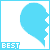Two side-by-side pixelated blue speech bubbles with jagged edges, each containing the word BEST in blocky text at bottom left.