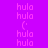 purple and yellow with repeated pink text 'hula' and small curved symbols on a solid background