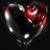 A heart-shaped icon with a metallic silver outline and a red, glossy interior against a black background.