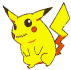 Pixelated Pikachu in multiple color variations and poses, including yellow, green, cyan, blue, purple, pink, red, and inverted yellow, with static and animated expressions.