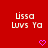 Red background with white pixelated text 'Ussa Lwvs Ya' and two pink heart icons below.