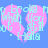 Pixelated pink hearts with cyan text on a blue background, displaying 'I Love You' in a repeating pattern.