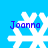 Four white snowflake icons on a bright blue background, each with the name 'Joanna' in purple text above it.