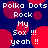 Pixelated text and red circles on dark blue background with repeated phrases.