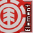 Red and white circular icon with stylized tree symbol, displaying text variations including 'Element', 'Skate', and 'Boarding' across repeated