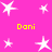 A static image with a bright pink background featuring white star shapes and yellow text reading "Dani" in four locations.