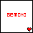 Nine display 'GEMINI' text in different colors with matching pixel hearts below, one is gray