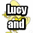 Yellow cartoon character with wide eyes and a tongue sticking out, overlaid with bold black-and-white text reading Lucy and Esme are Best Buddies.