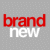 A contact sheet of five animated frames showing the text "brand new" in different colors on a gray dotted background, with each frame displaying one color for "brand" and white for "new".