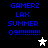 Blue pixelated text reads 'GAMERZ LAX SUMMER 09!!!!!!!!' on black background with white and gray star icons.