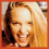 three pixelated images showing a person with long blonde hair smiling broadly, displaying white teeth in close-up views