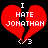 Red broken heart with white text "I HATE JONATHAN" and "03" at bottom, black background, pixelated style.