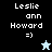 Pixelated text 'Leslie ann Howard =)' on four background variations with a star icon changing from light blue to black.