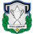 Pixelated shield-shaped icon with blue border, green laurel wreath, white central field containing crossed gray swords and a yellow star-like shape.