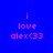 Pixelated text 'i love alex<33' on blue background with cyan rectangular overlays in different positions.