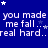 Blue background with white text repeating 'you made me fall... real hard.' and scattered star symbols in various shades of blue.