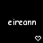 Pixelated text 'eireann' appears twice on a black background with two white heart symbols below.