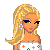 Pixel art contact sheet showing a blonde cartoon character in a floral outfit with text "I Love LOUIS VUITTON" on white background.