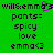Green background with black pixelated text reading 'will&emma's pants= spicy love emma<3' and a purple cursor-like shape above the 's'.