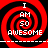 Red and black spiral pattern with white text reading "I AM 50 AWESOME" in four identical quadrants.