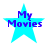 Four identical blue star-shaped icons with 'My Movies' text in purple, arranged in a on white background