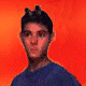 12 shows a person's face transforming into an alien-like figure with antennae against an orange background