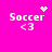 Four identical pixelated 'Soccer <3' text icons on bright pink background with varying small animated symbols above each.