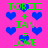 Green text on pink background with blue hearts; 'TORIII + IAN = LOVE' repeated twice with heart animation.