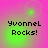 Pixelated text 'YvonneL Rocks!' on a pink and green gradient background with shifting light effects.