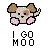 Pixelated cartoon dog with brown ears and pink paws floats against gray background, text reads 'Instant Icons .com' in red and white.
