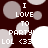 Dark red background with light gray circles; white text reads "I LOVE TO PARTY! LOL <33" in pixelated font, repeated across the image.